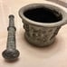 Vintage Mortar & Pestle Handmade Bronze-like French Flour De Lis