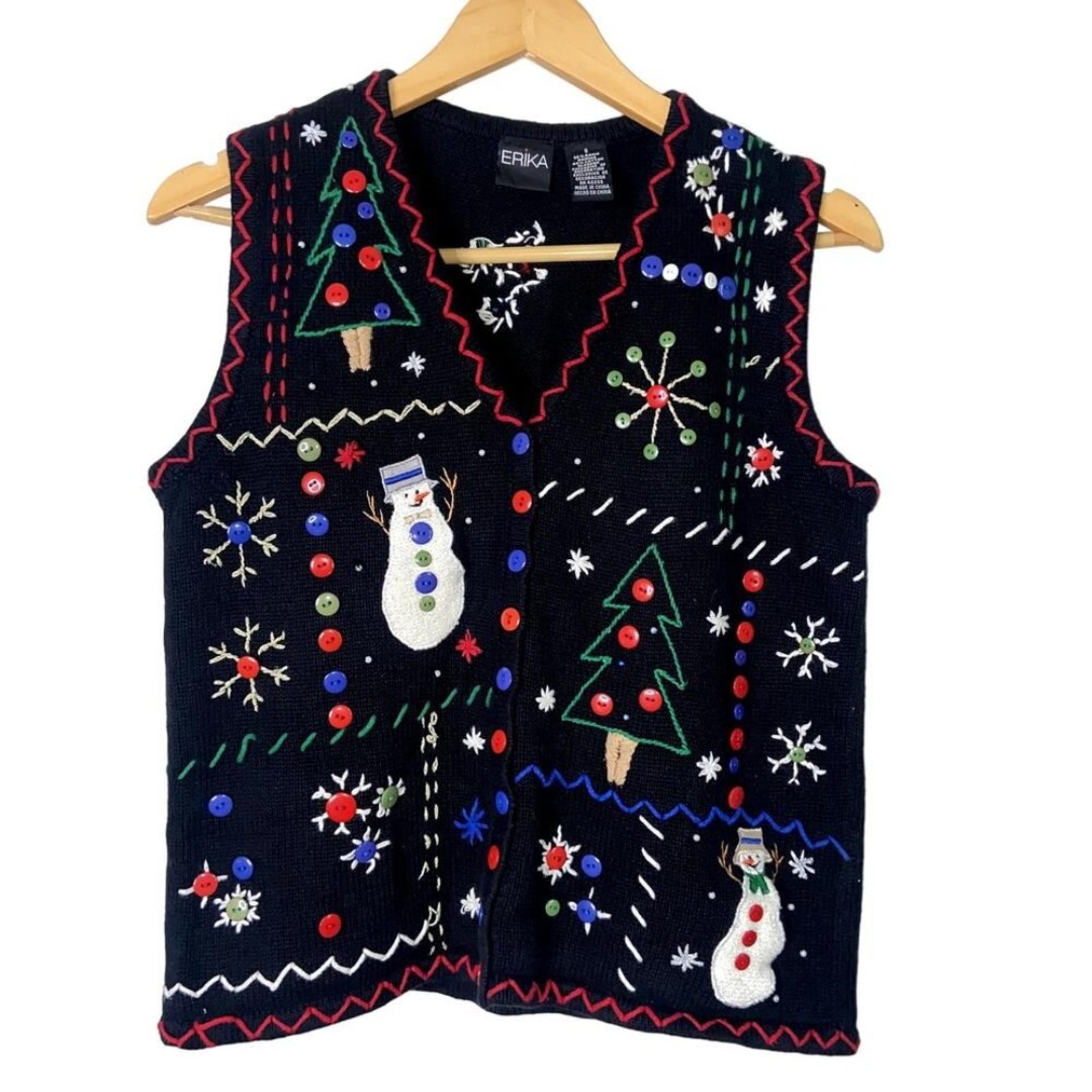 Erika Christmas Sweater Vest Womens Small Holiday Academia
