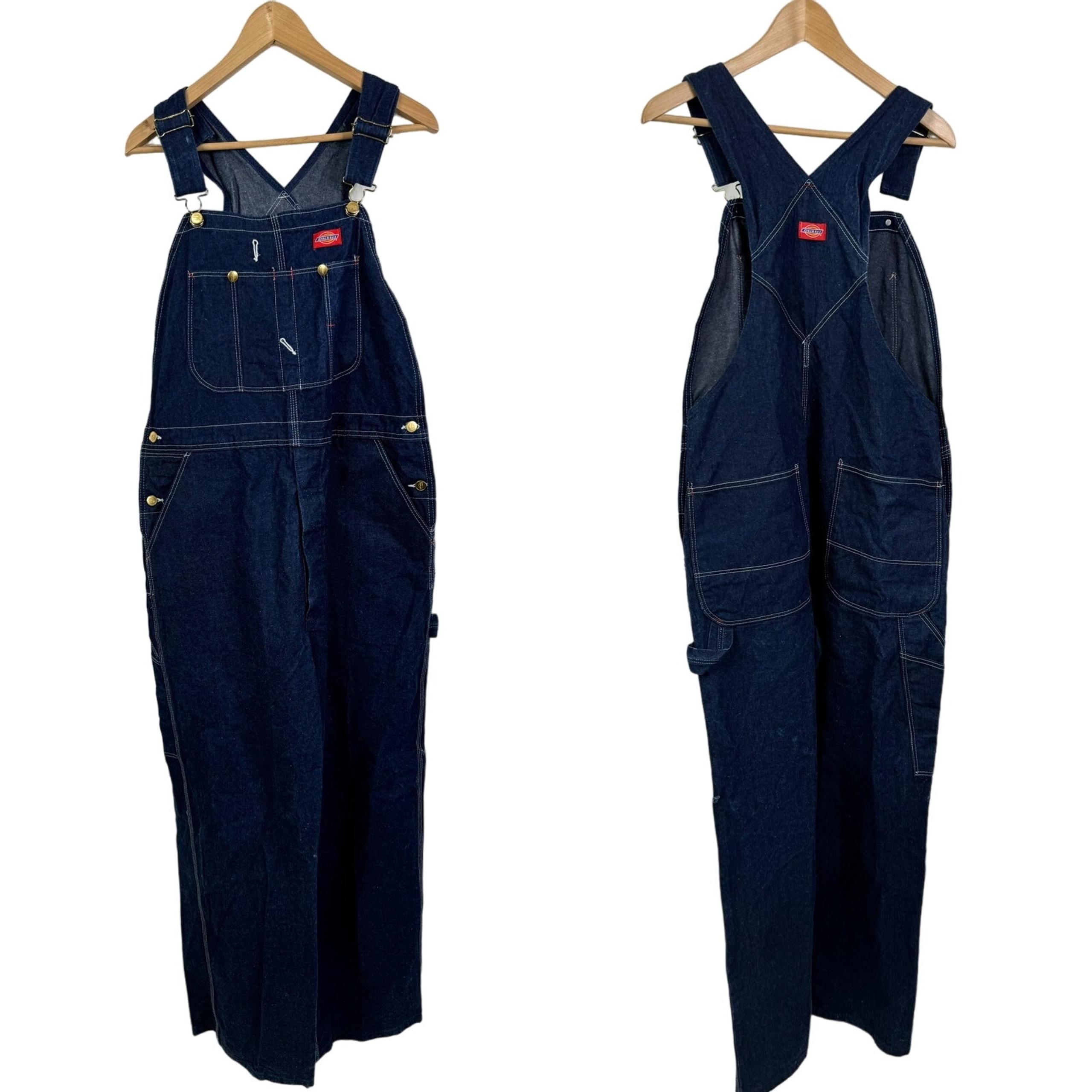 Dickies Mens Carpenter Bib Overalls Coverall Jean Blue Denim Farmer Pants 38x30