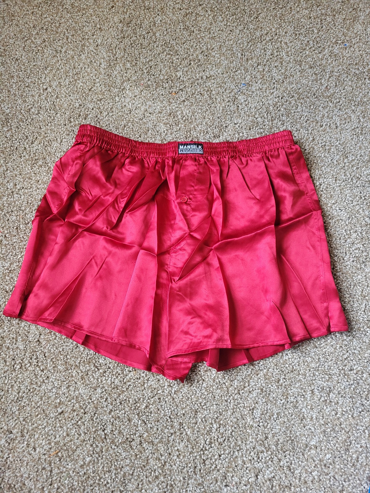 NWT Vintage Mens Red 100% Silk Mansilk Shorts