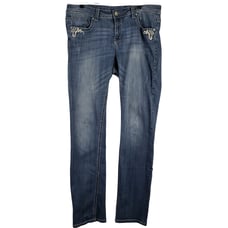 Grace Women's 30 Embroidered Slim Leg Jeans Light Wash Denim Western Cowgirl