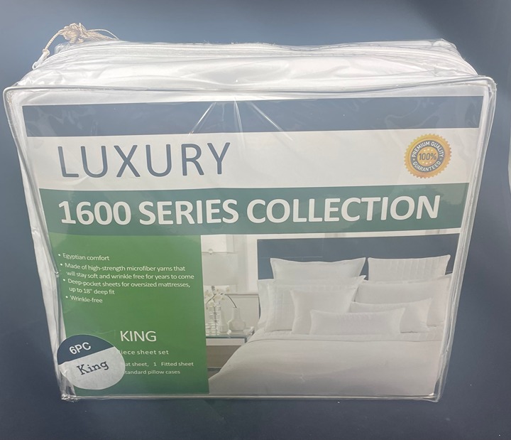 Luxury Home 1600 Series 4pc. King Sheet Set Egyptian Soft Deep Pocket in White