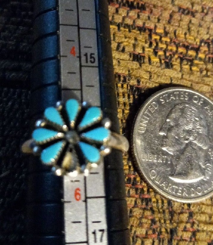 Native Sterling Petit Point flower ring