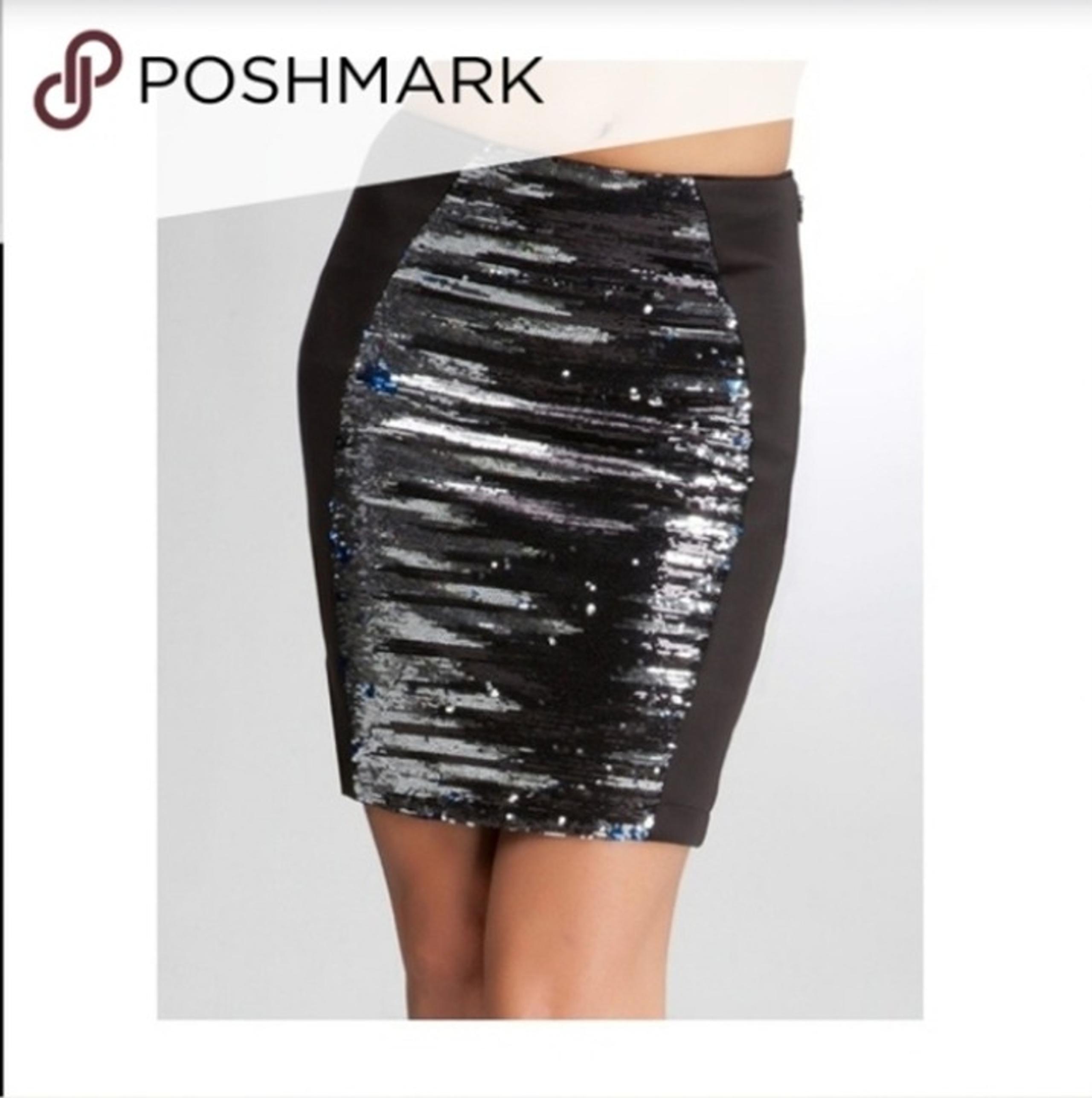 Bebe Affliction Scuba Sequin Skirt Medium