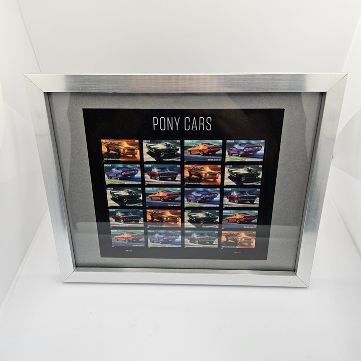 Pony Car Stamps 8”x10” Frame Muscle Cars Mustang Challenger Camaro Cougar USPS
