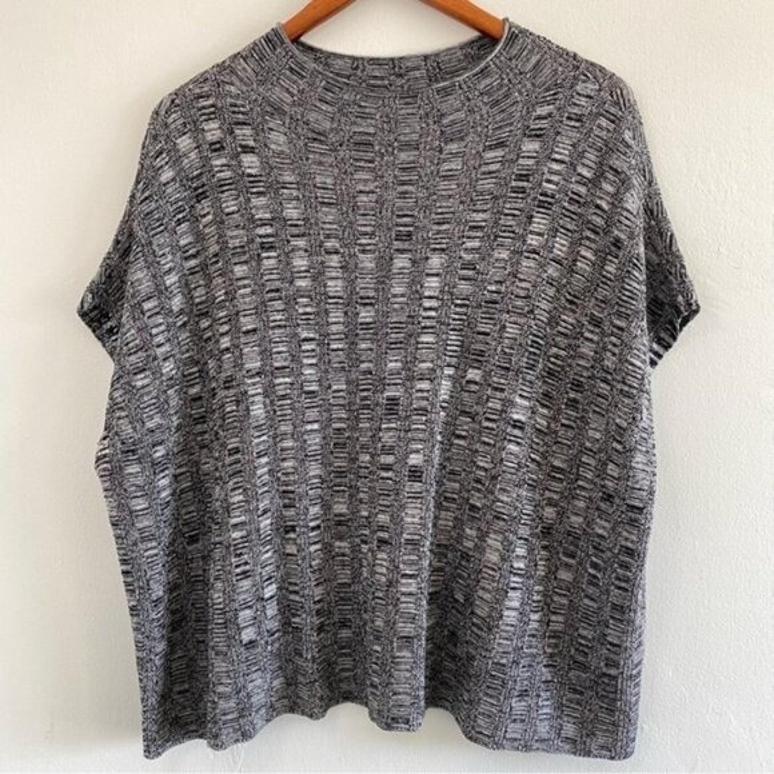 Eileen Fisher Silk Linen Knit Sweater Blouse Womens Small Oversized Rollneck