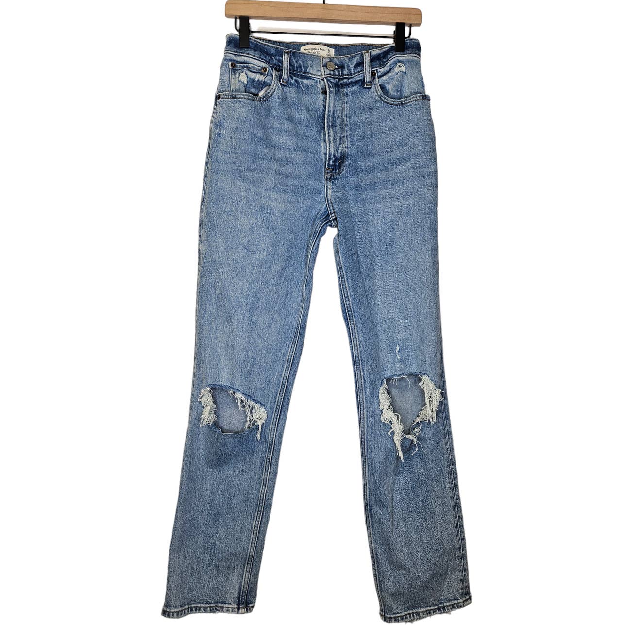 Abercrombie Fitch 27 90s Straight Ultra High Rise Busted Knee Casual Western