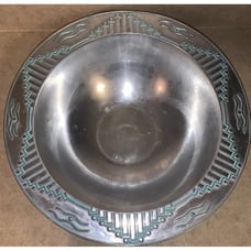 Wilton Armetale Large 14.5”x3.5”Serving Bowl Native American ZIA Pattern