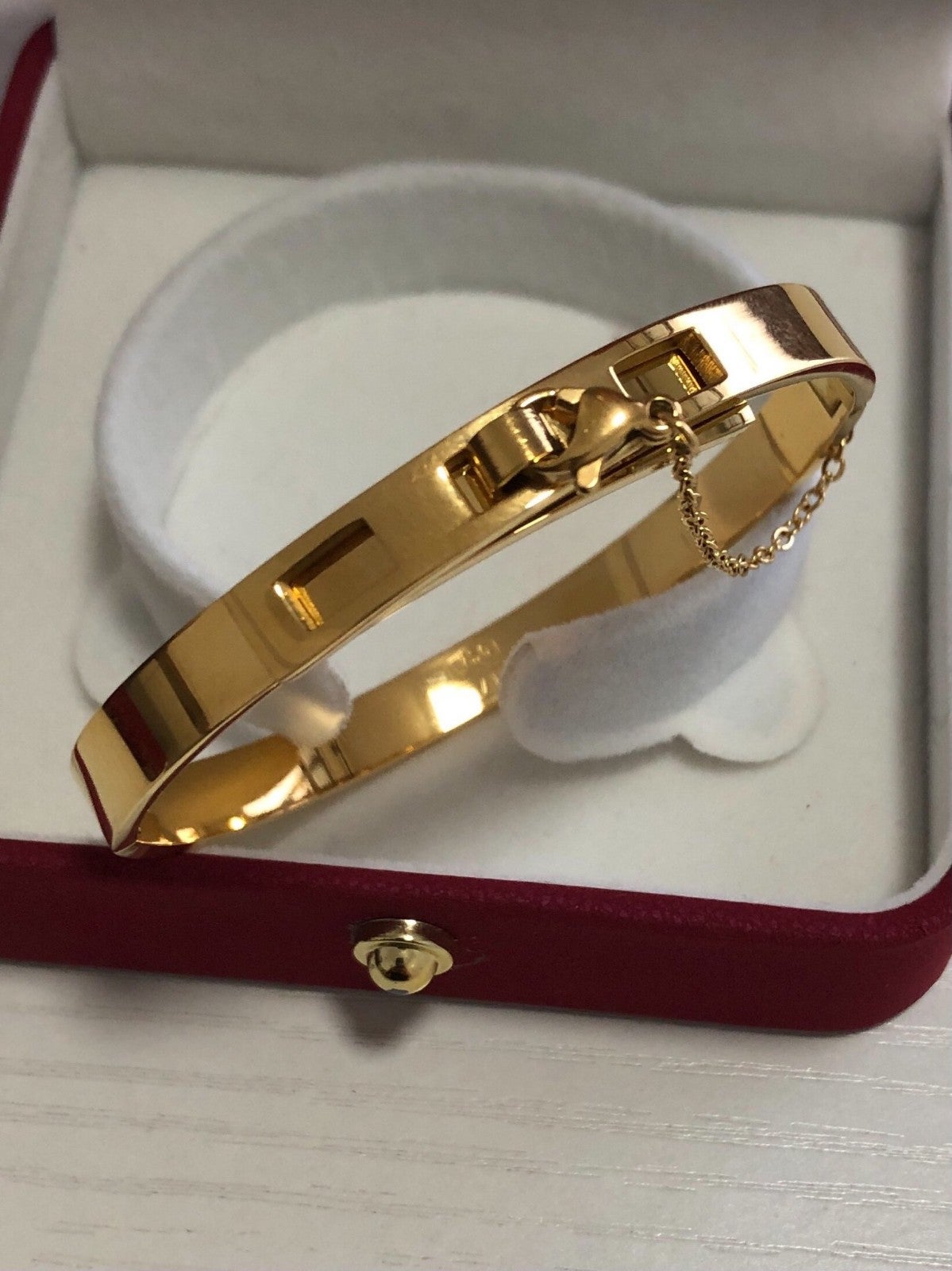 Italy AU750 Gold Plated Three Section Adjustable Chain Metal Buckle Bracelet