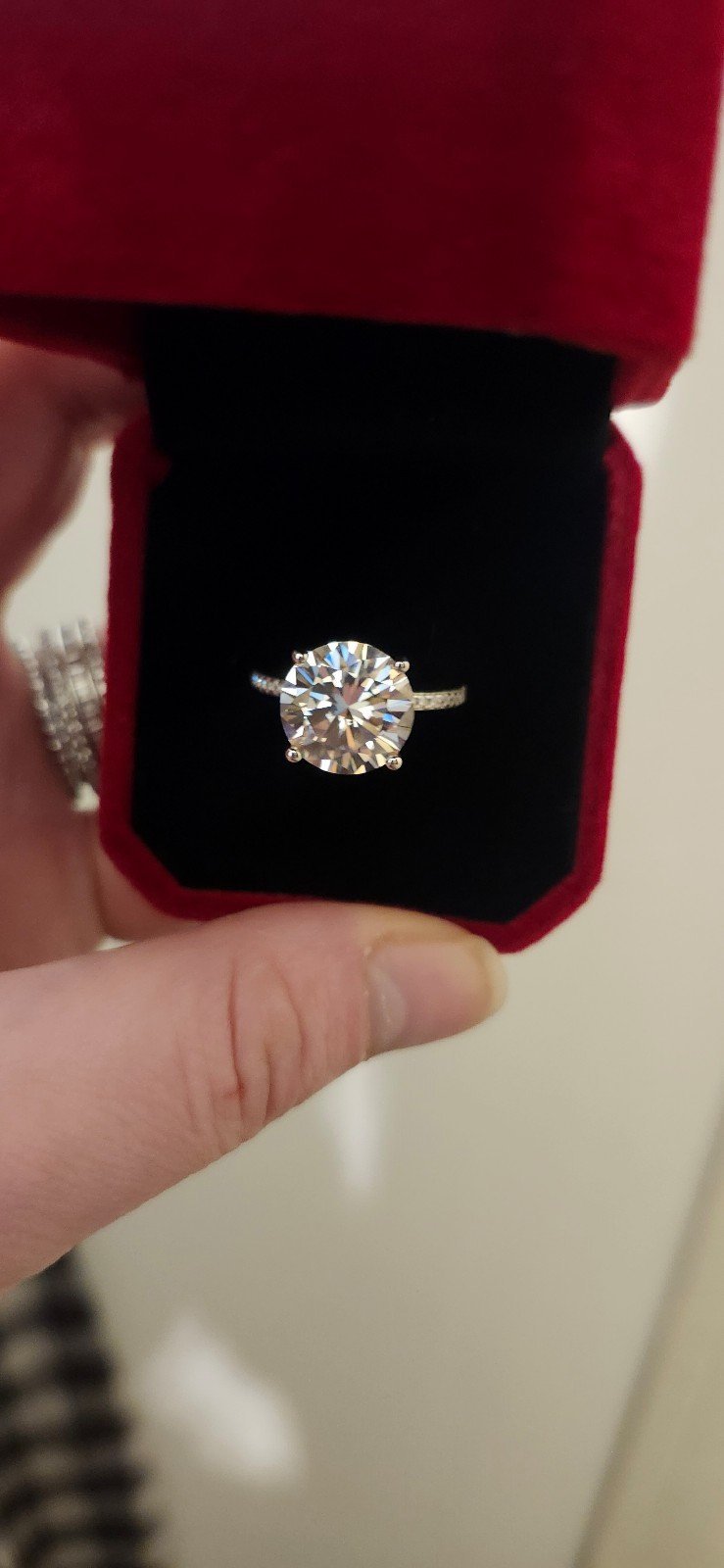 GRA Certified 5 Carat VVS1 D EX Moissanite Diamond Solitaire Ring * New * Size 6