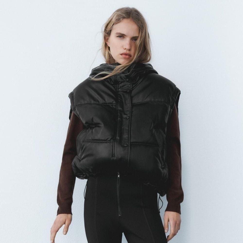 NWT FAUX LEATHER PUFFER VEST