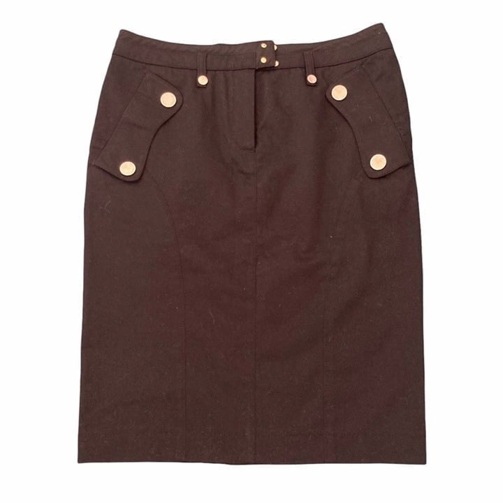 Emporio Armani Cotton Pencil Skirt Large buttons pockets size 40 (Size 8)