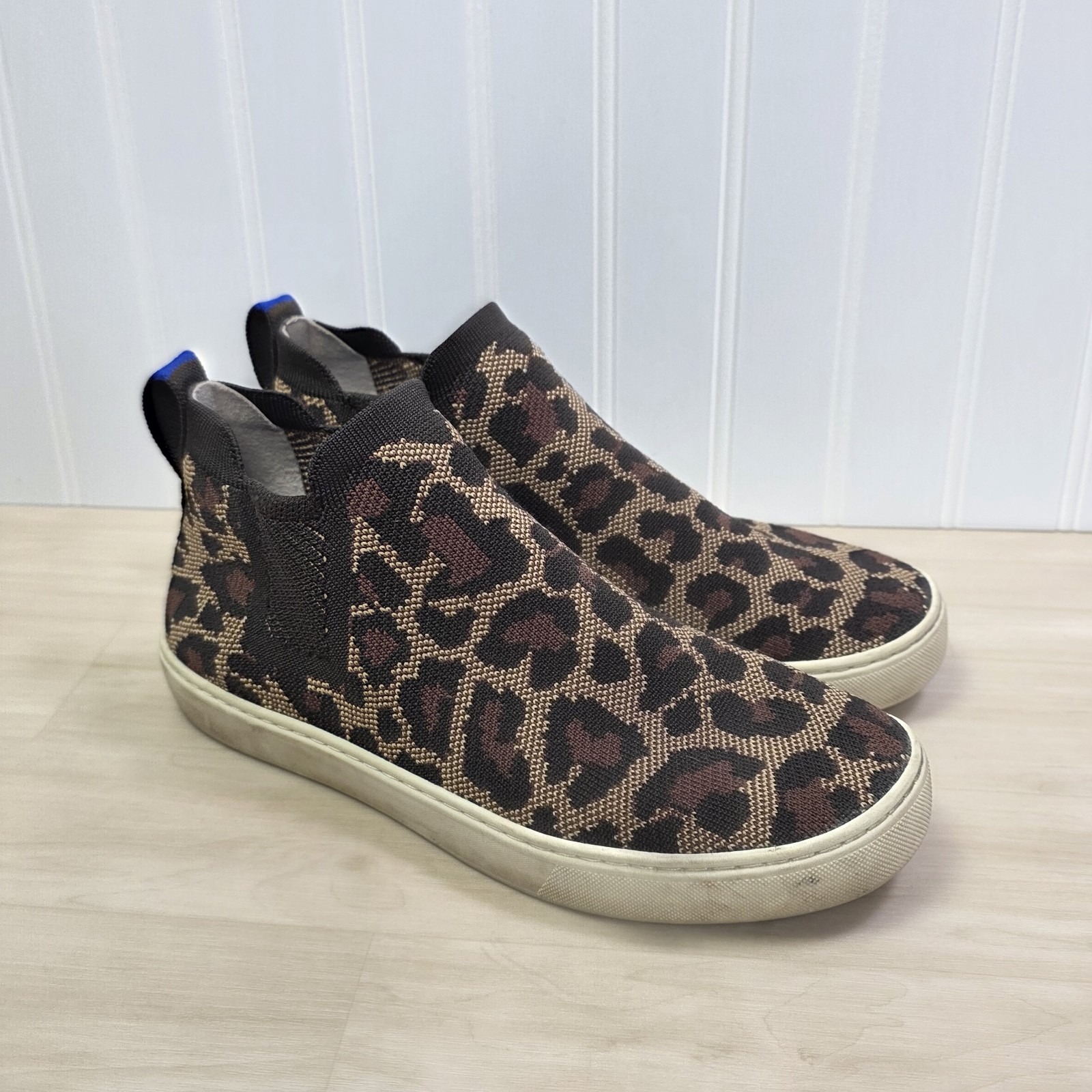 Rothy's The Chelsea Boots Wildcat Knit Leopard Print Brown Cheetah Size 9