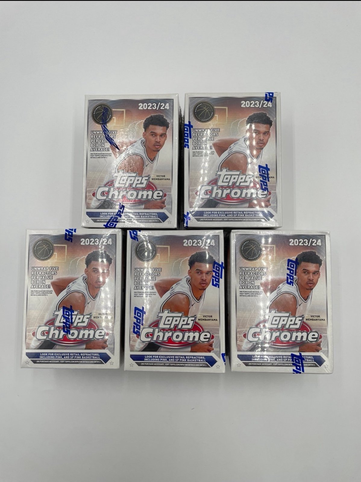 5 PACK SEALED Topps Chrome Basketball Trading Card Value Box