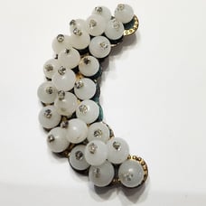 Vtg Unsigned Miriam Haskell Milk Glass Beaded Crescent Moon Pin Brooch