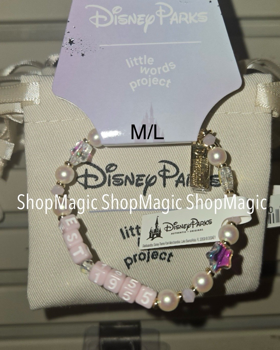 Disney Parks Little Words Project Bracelet EST 1955-Disneyland M/L Disneyland