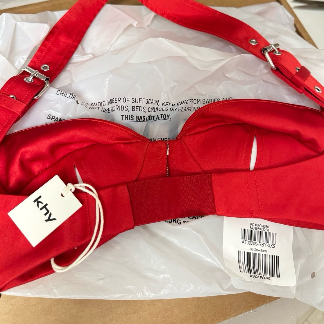 NWT KHY x DILARA FINDIKOGLU Satin Zipper Bralette Size XXS