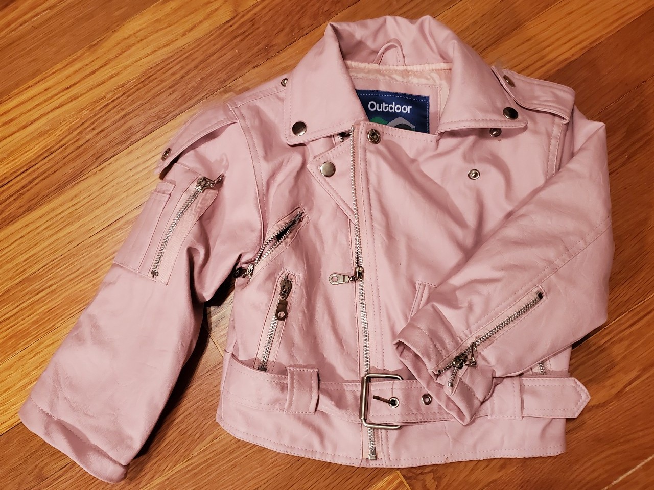 Toddler Pink Faux Leather Jacket Flag/ Eagle/ USA