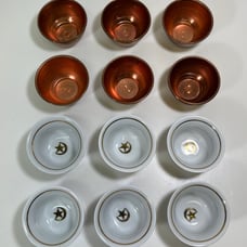 Vintage Turkish Copper Porcelain Tea Cups Service for 6