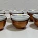 Vintage Turkish Copper Porcelain Tea Cups Service for 6