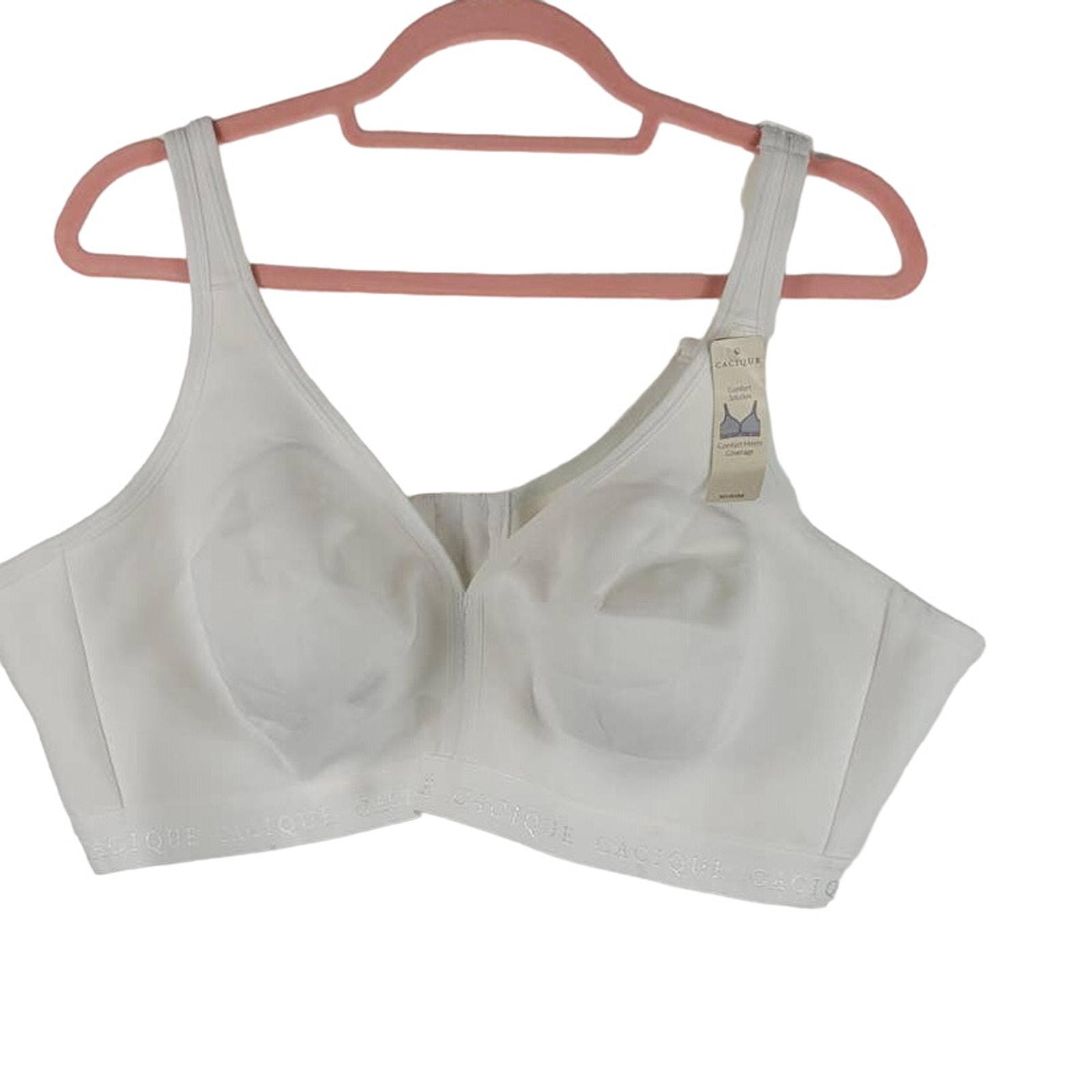 Cacique Comfort Solutions White Cotton No Underwire Bra 50D NWT