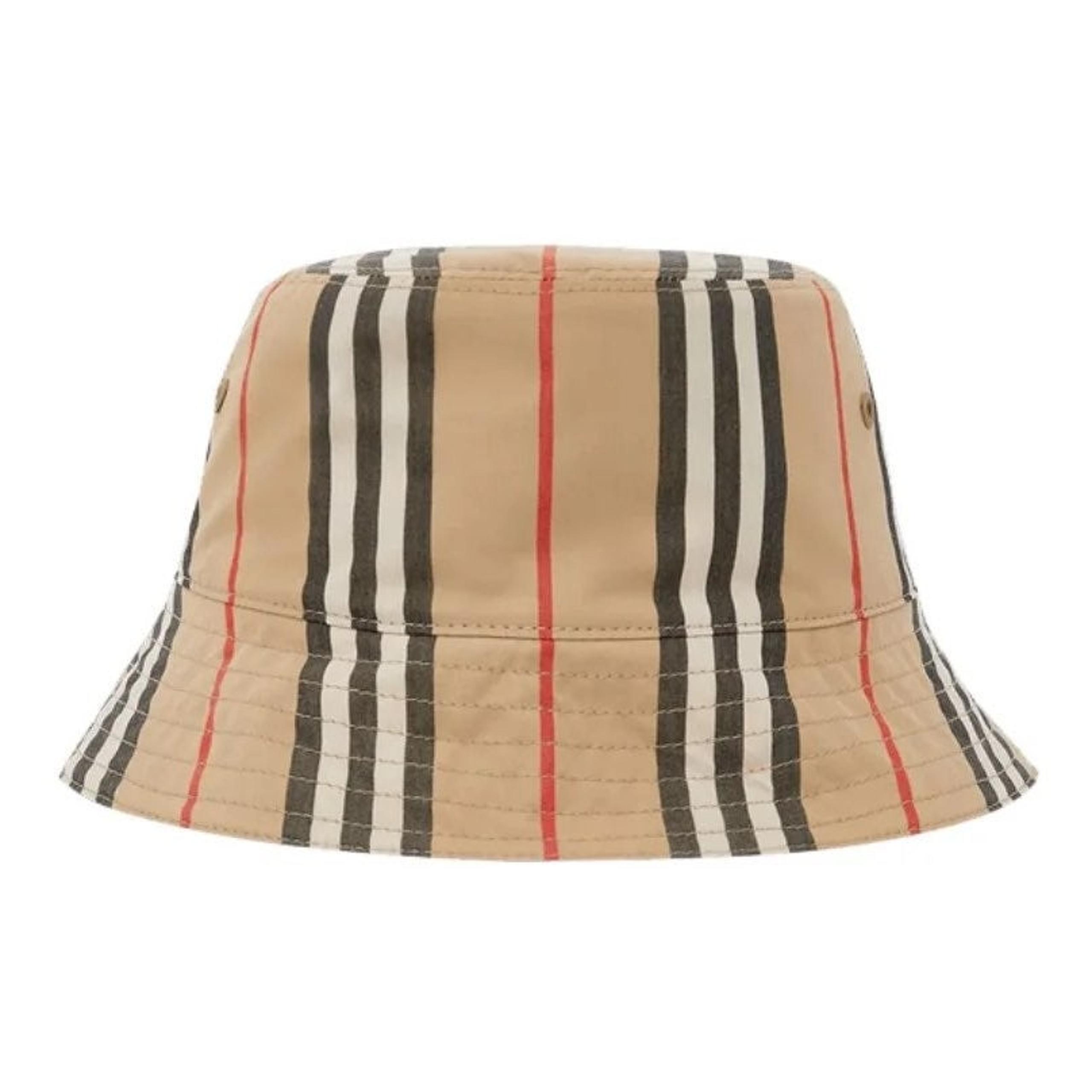 NWT Burberry Reversible Icon Stripe Bucket Hat 'Archive Beige' / Black M