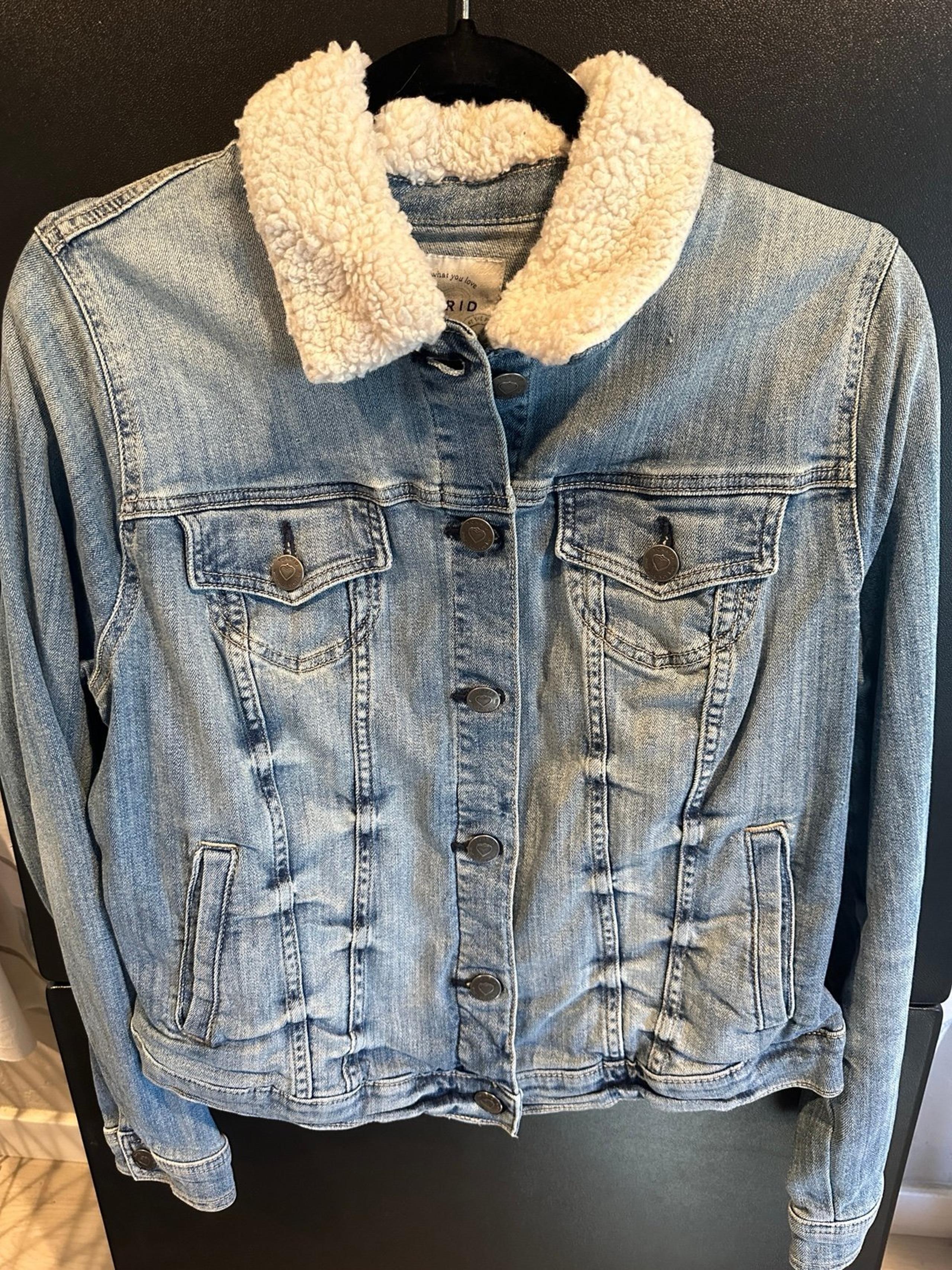 Torrid Jacket Women 0X Blue Trucker Denim Sherpa Collar