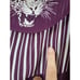 Vintage 70s Twin Girl of Hollywood Striped Cheetah Fun Purple Midi Dress, Medium