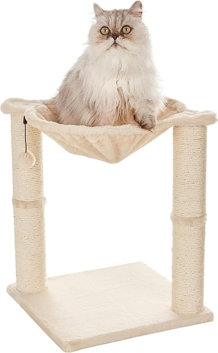 Cat Tower with Hammock and Scratching Posts for Indoor Cats, 15.8