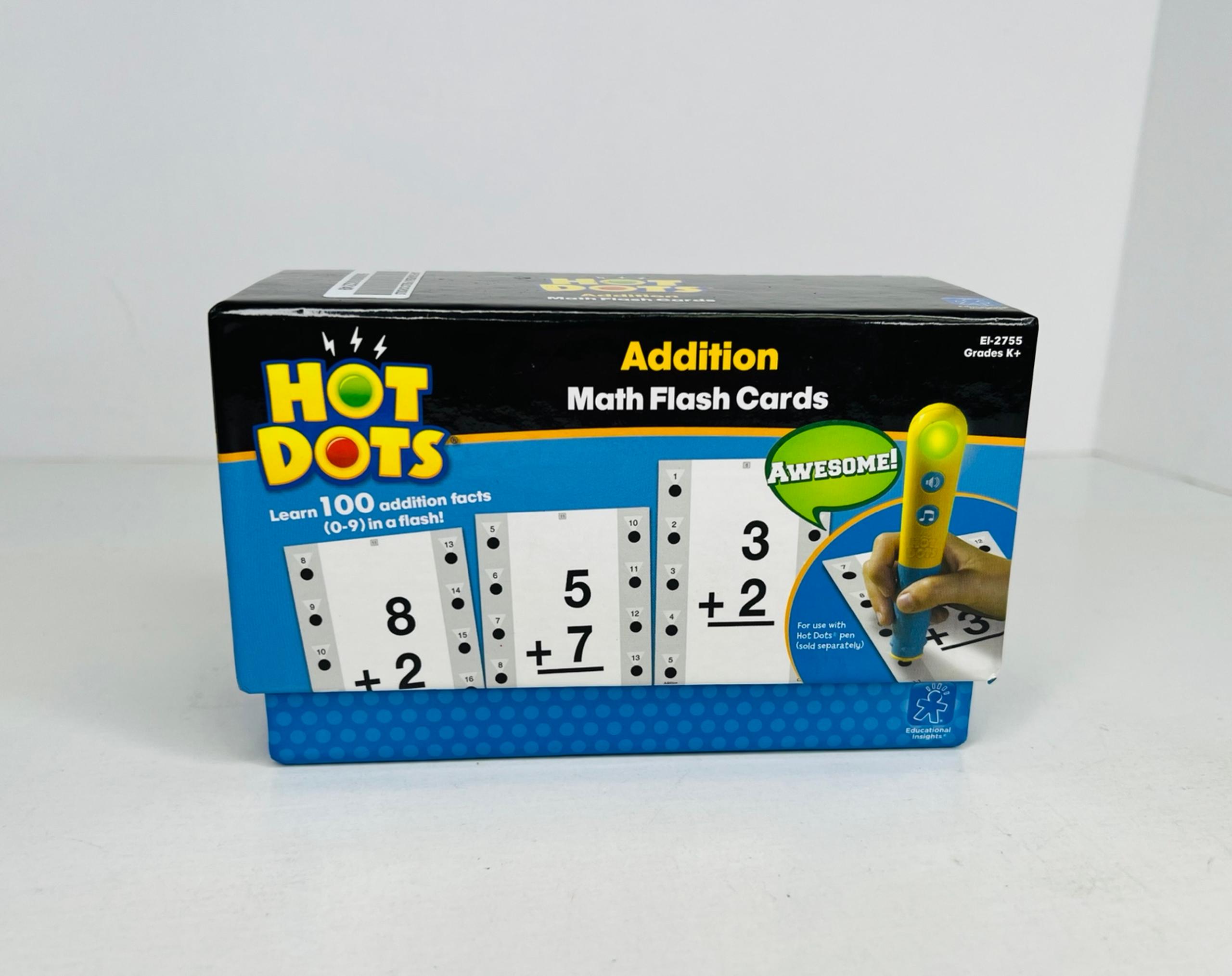 Hot Dots Addition Math Flash Cards Grade K + Homeschool Education w/Pen *WORKS*