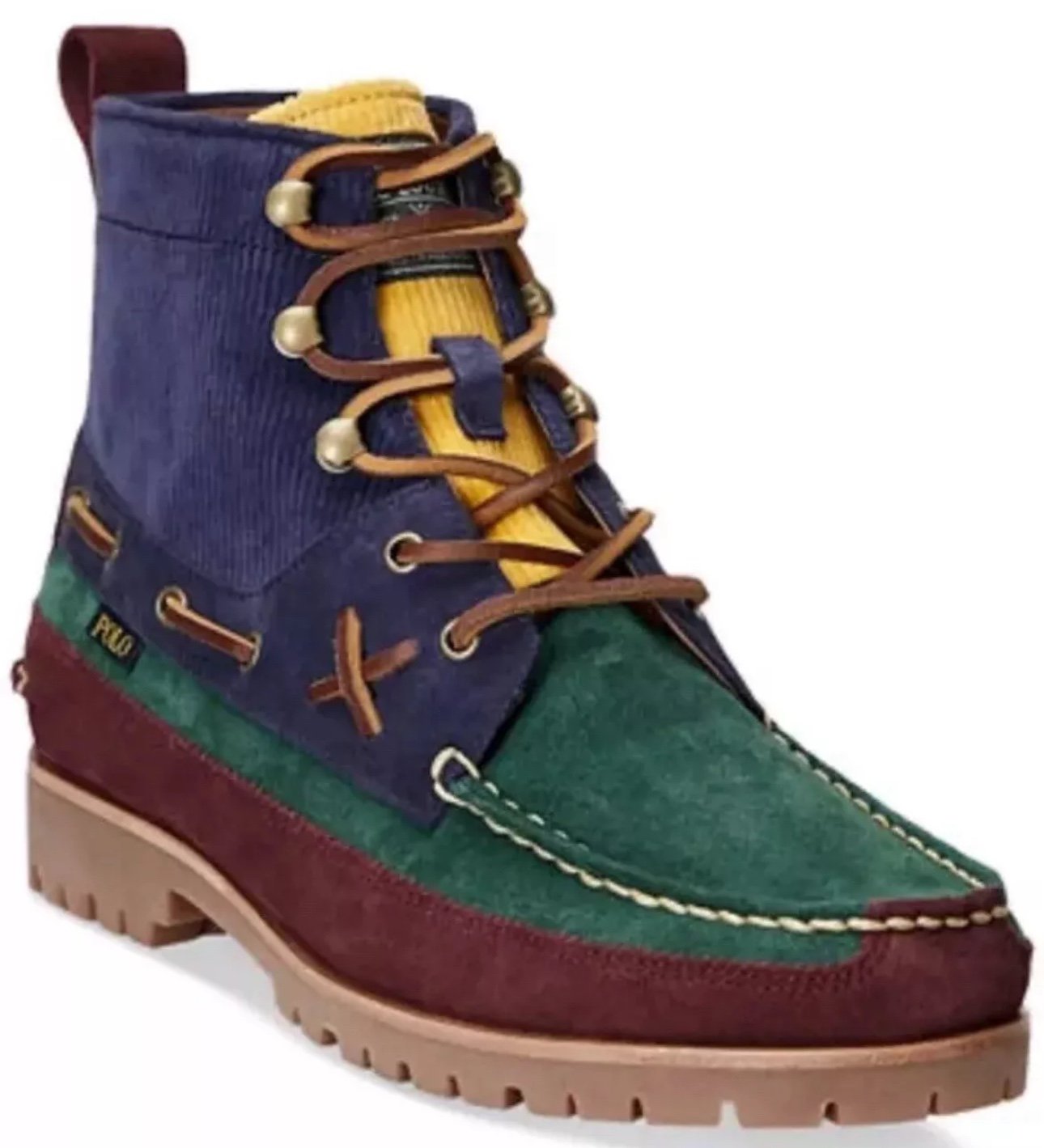 New Polo Ralph Lauren Ranger Mid Color-blocked Suede/Corduroy Boots -Men's 11.5