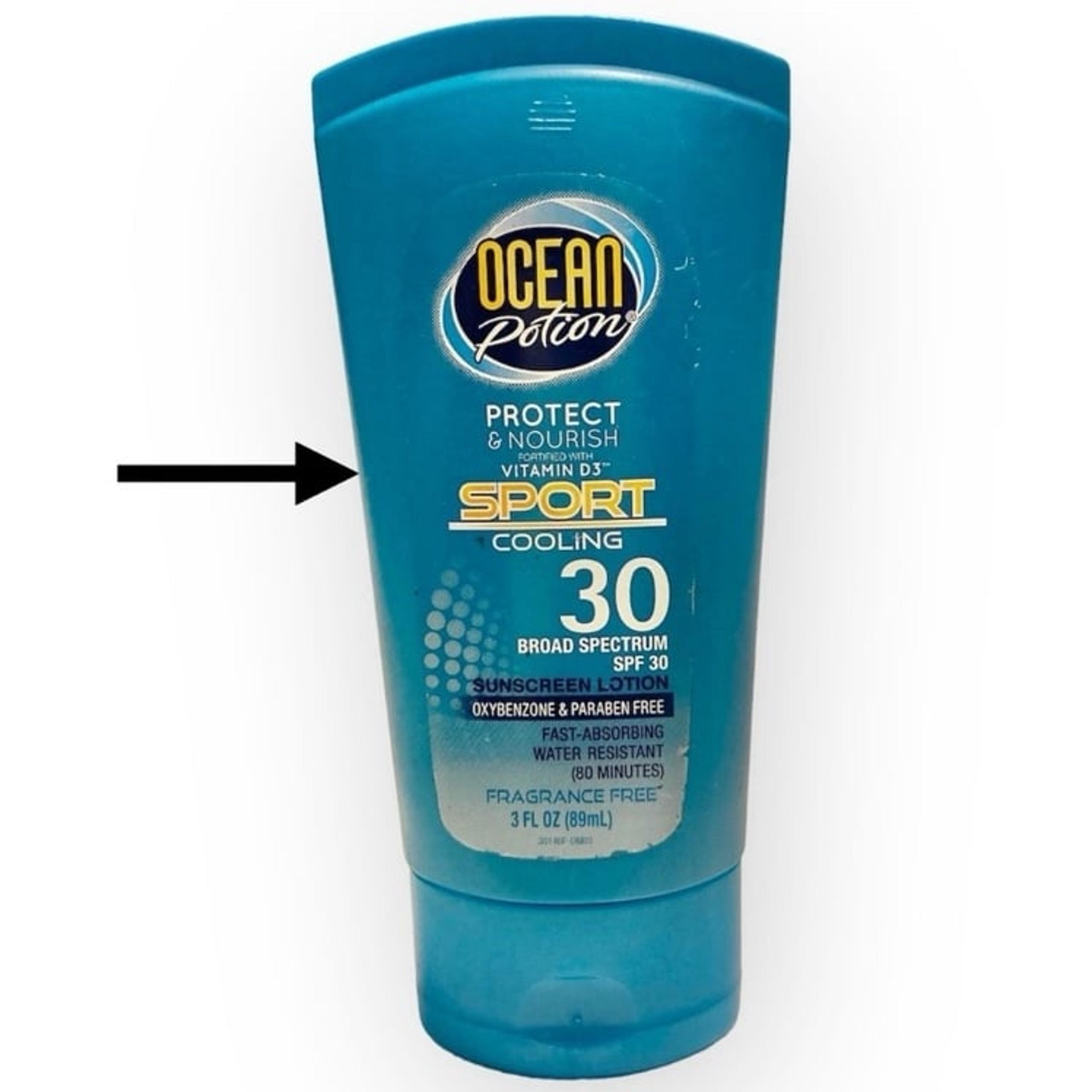 Used 60% full Ocean Potion Sport Cooling Sunscreen Lotion SPF 30 Broad Spectrum