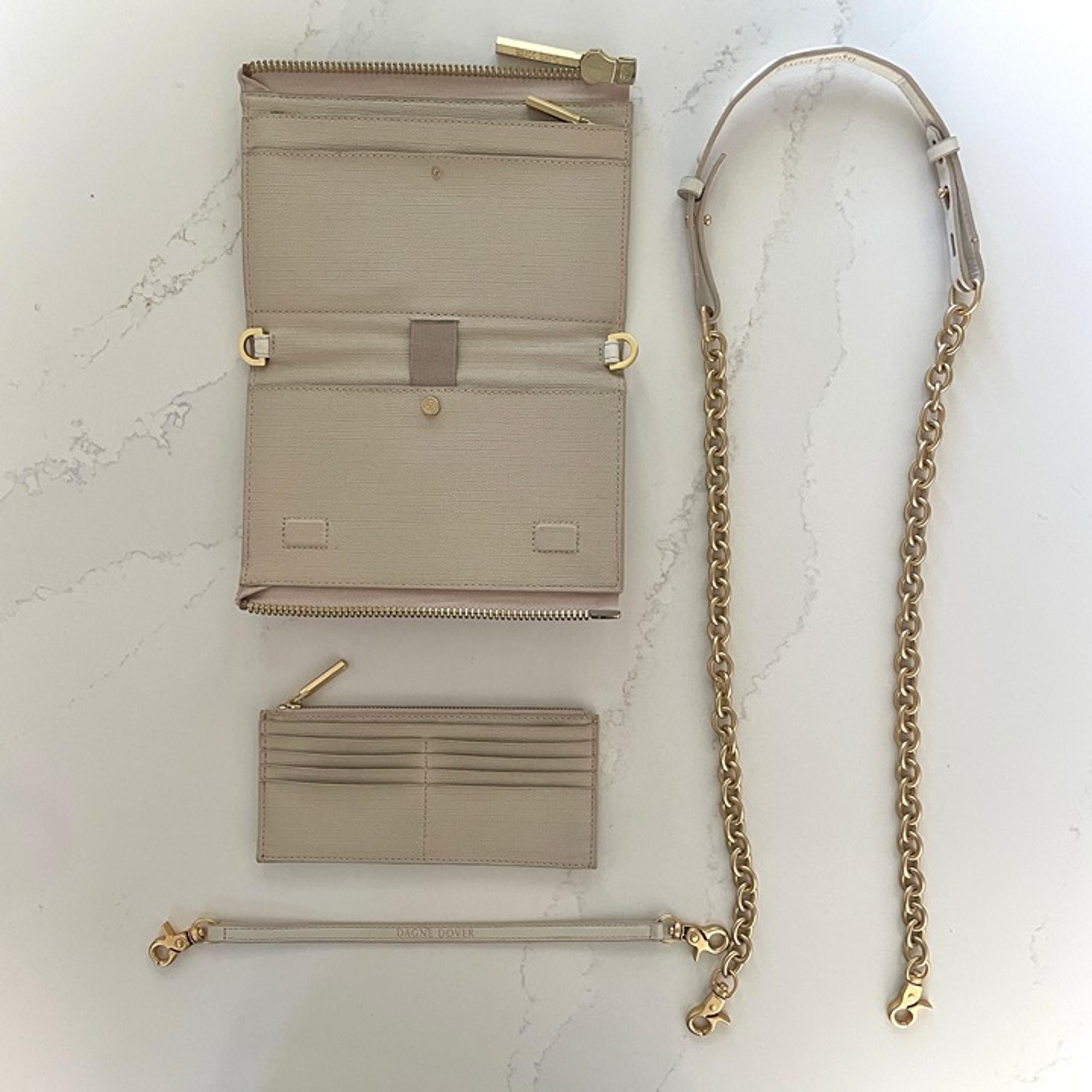 Dagne Dover Original Convertible Clutch Wallet with Shoulder Chain - Linen