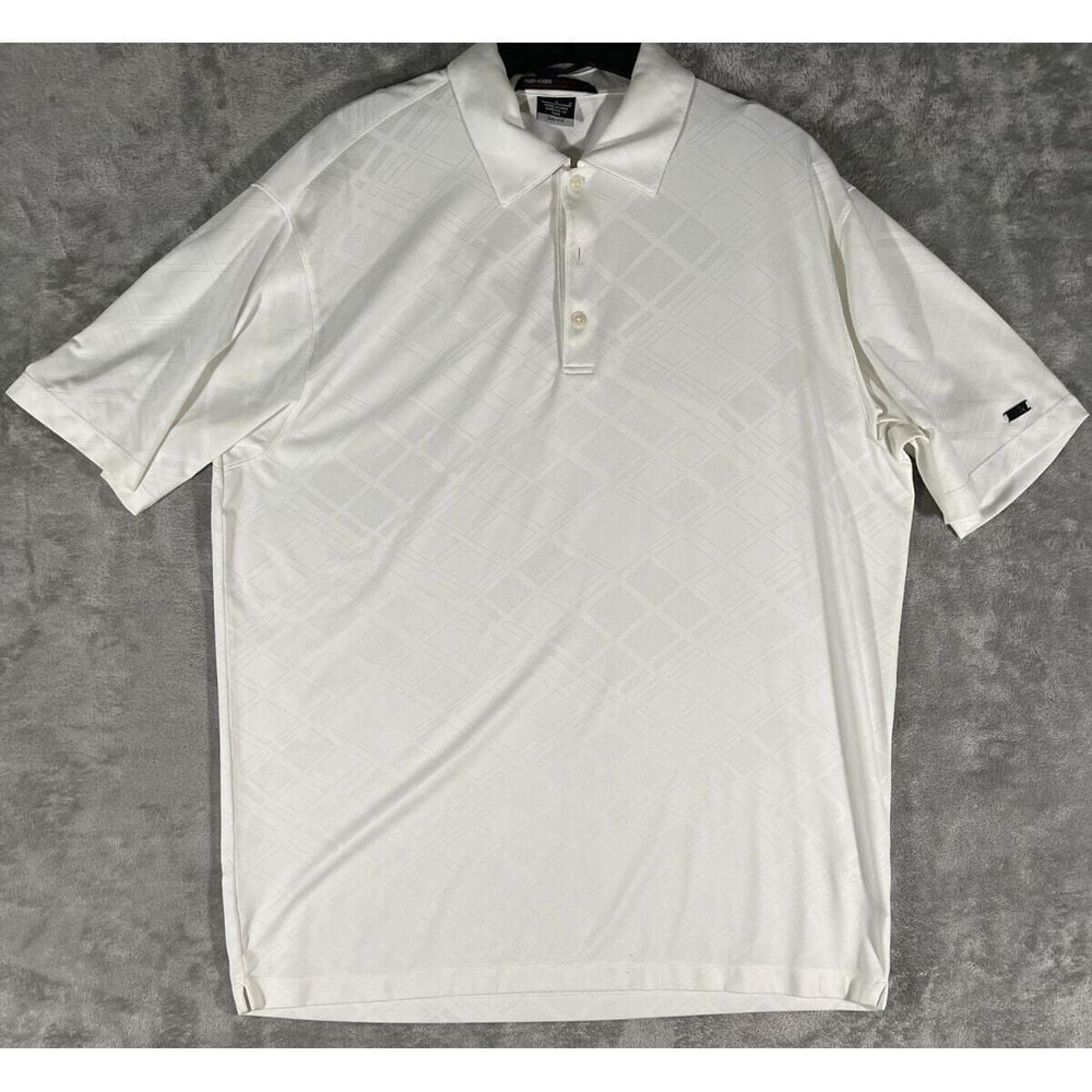 Tiger Woods Collection Shirt Men's White Large Metal Tag Lightweight Polo Golf