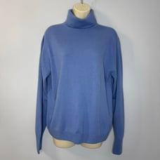Forte Cashmere Turtleneck Knit Sweater Blue Soft Timeless Natural Women's M New