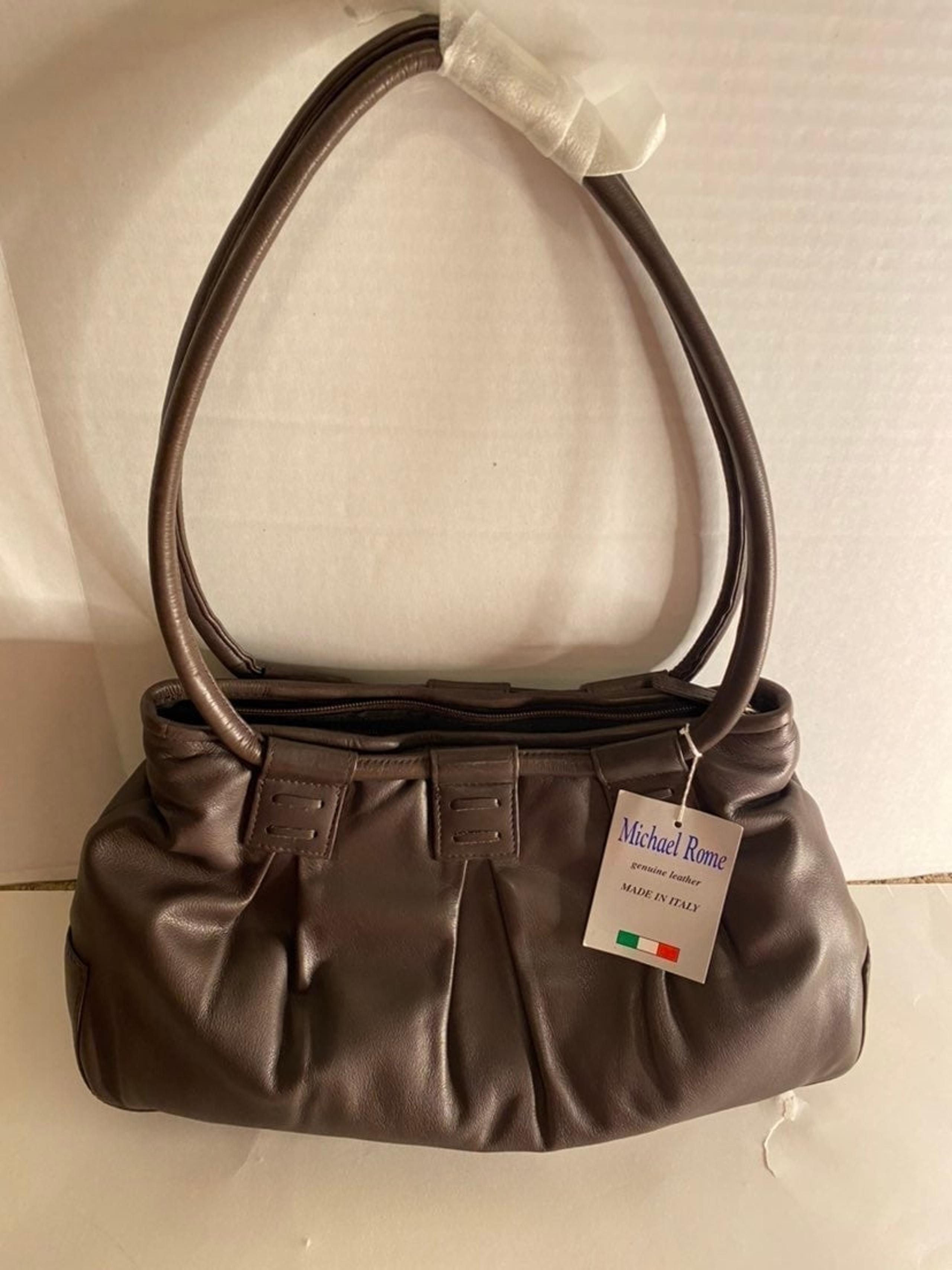 Michael Rome  Brown Leather Shoulder Handbags Purses Made In Italy
