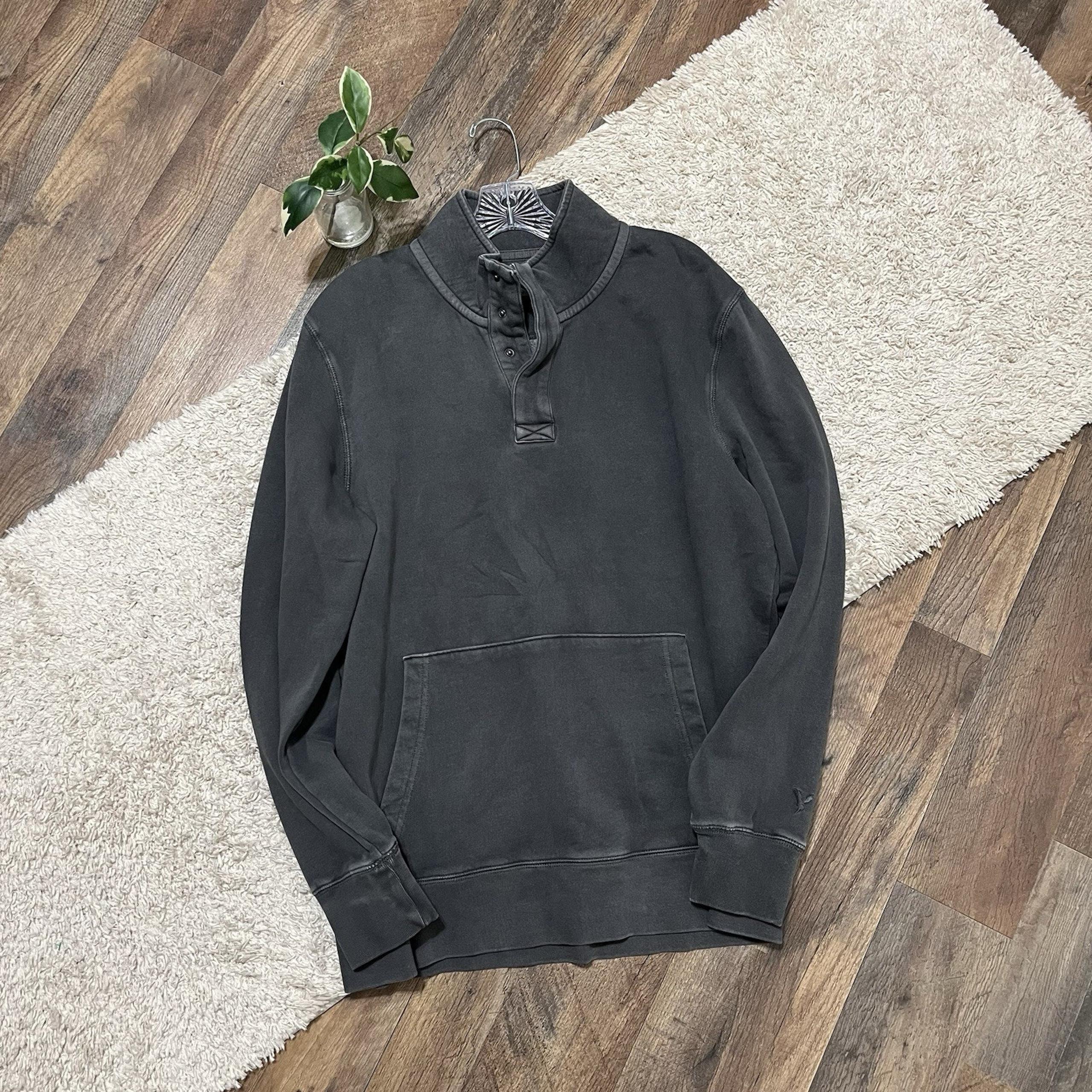 American Eagle Men's Size Large Gray Quarter Snap Super Soft Sweatshirt