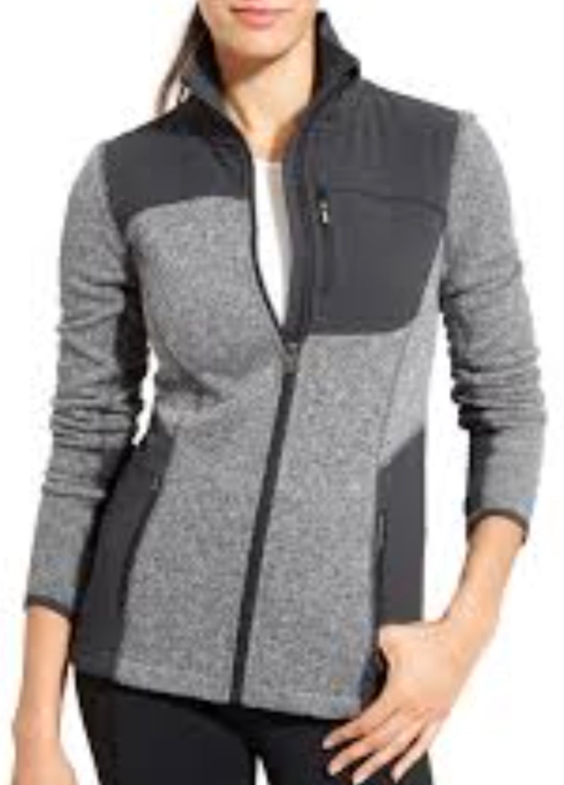 Athleta Truckee Jacket Full Zip Sweater Fleece Heather Gray Size S New MSRP 128