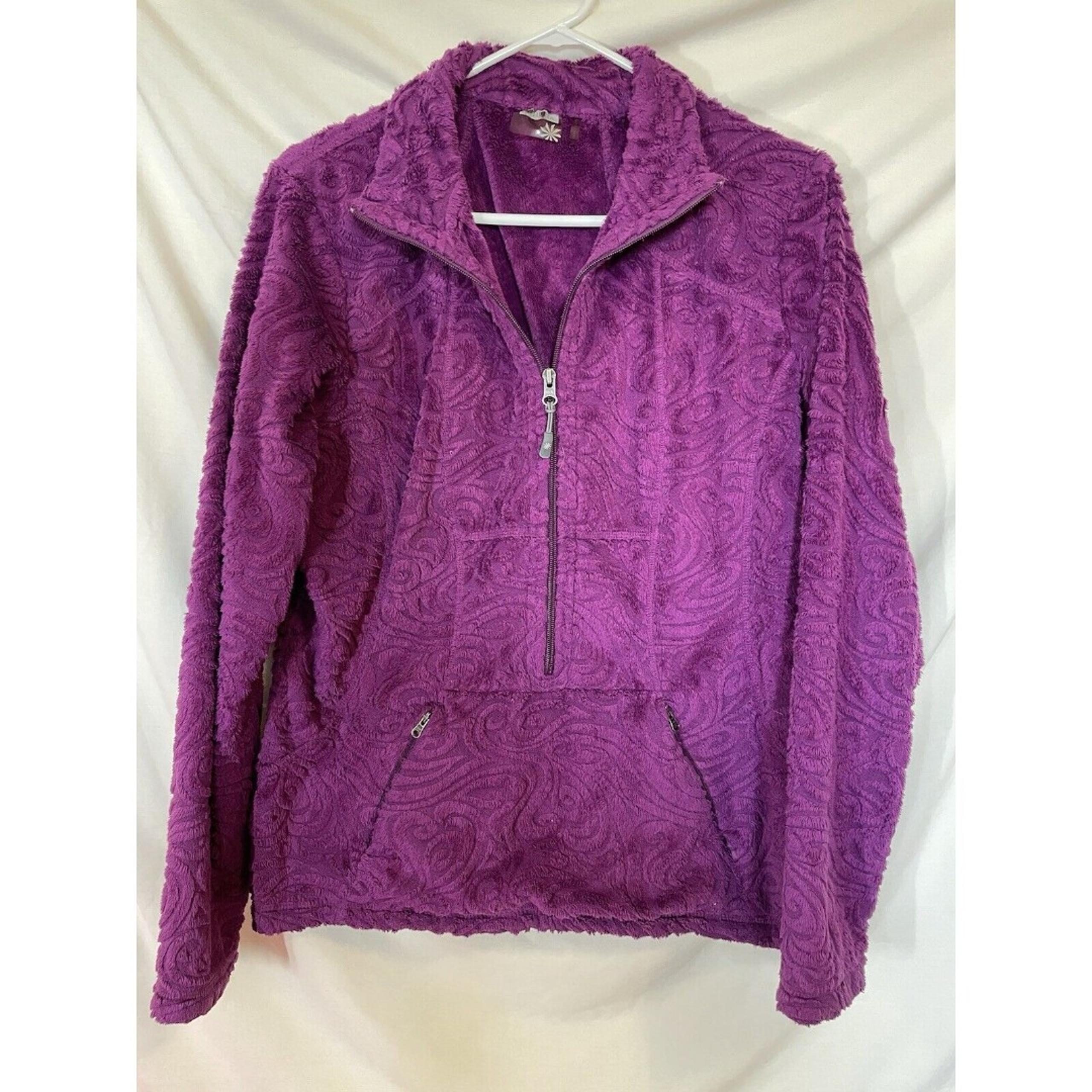 Athleta Plush 3/4 Zip Sweatshirt Women’s Size Large Fushia Purple 879644