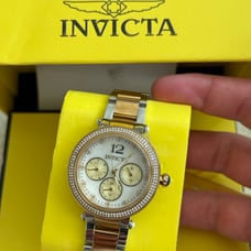 Invicta Ladies 44705 Bolt Crystal Accented Two Tone SS Watch MOP DiaL NEW