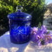 BOHEMIAN COBALT BLUE CUT TO CLEAR COOKIE/ BISCUIT JAR