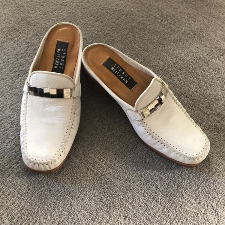 Vintage Stuart Weitzman White Slide Shoe
