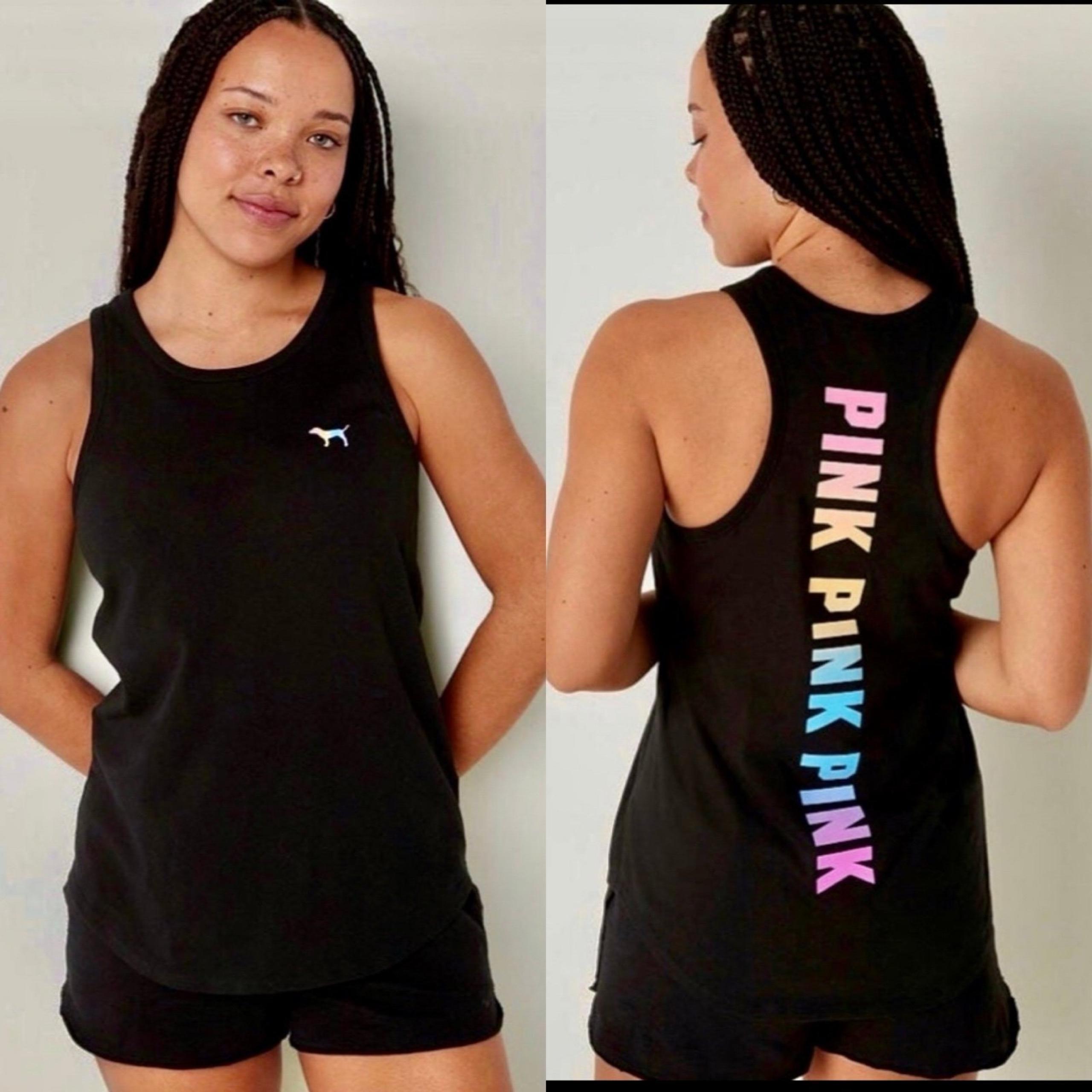 Victoria Secret PINK Tank Top  Logo Racerback Sleeveless Medium New SEALED BAG