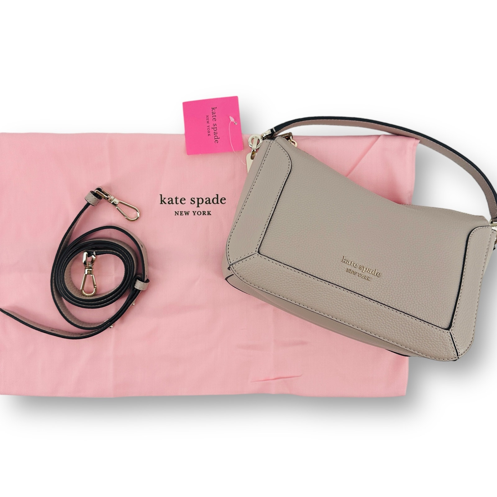 Kate Spade Crush Mushroom Pebbled Leather Bag With Crossbody Strap Medium