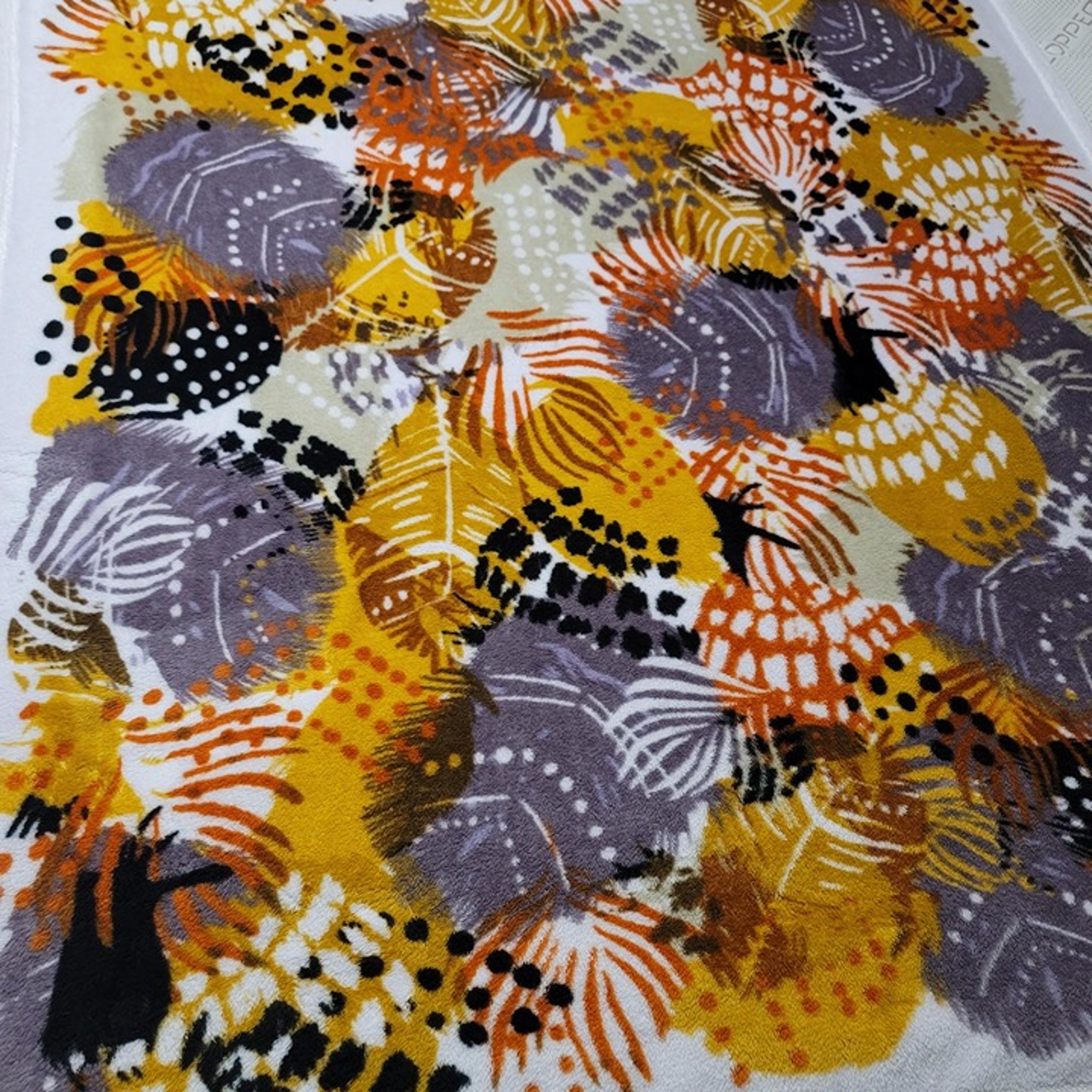 Vera Bradley Fleece Throw Blanket Appx 49 x 83 Gold Purple Muted Geometric