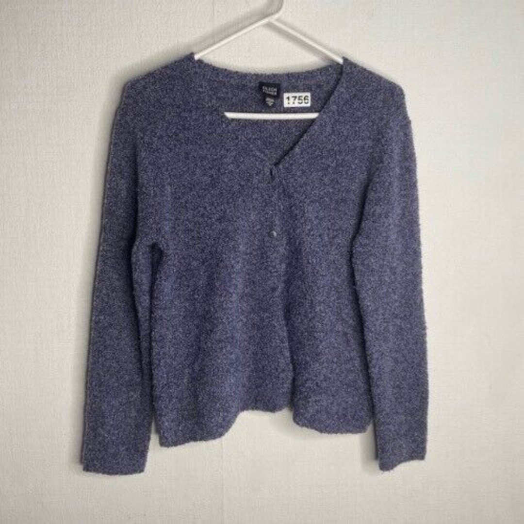 Eileen Fisher Button Cardigan Women Size S Purple Italian Yarn Wool/Cashmere