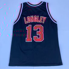 Rare Vintage 90s Champion Chicago Bulls Luc Longley Away NBA Jersey XL 48 Black