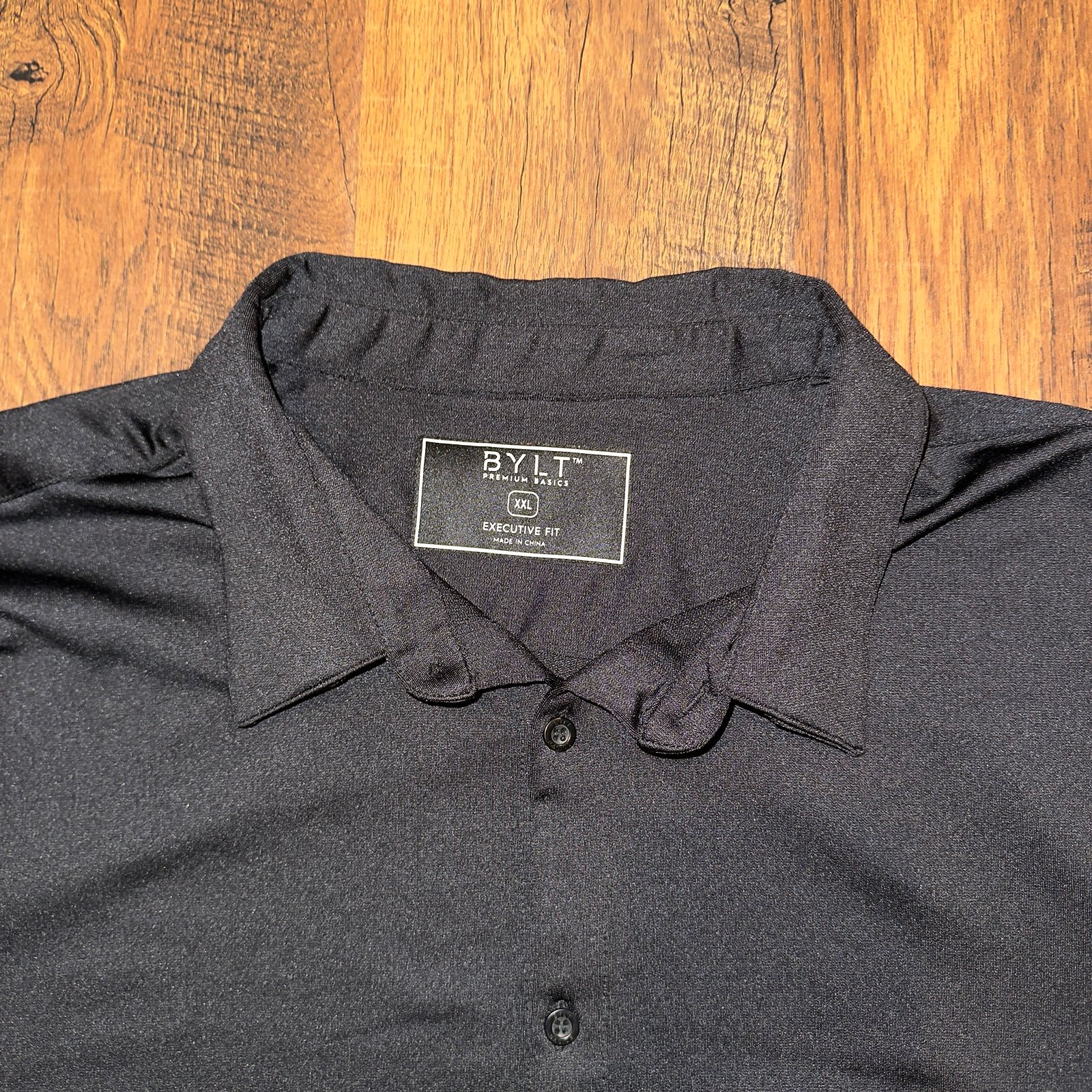 BYLT Shirt Men 2XL XXL Black Executive Fit Button Up Stretch Preppy Short Sleeve