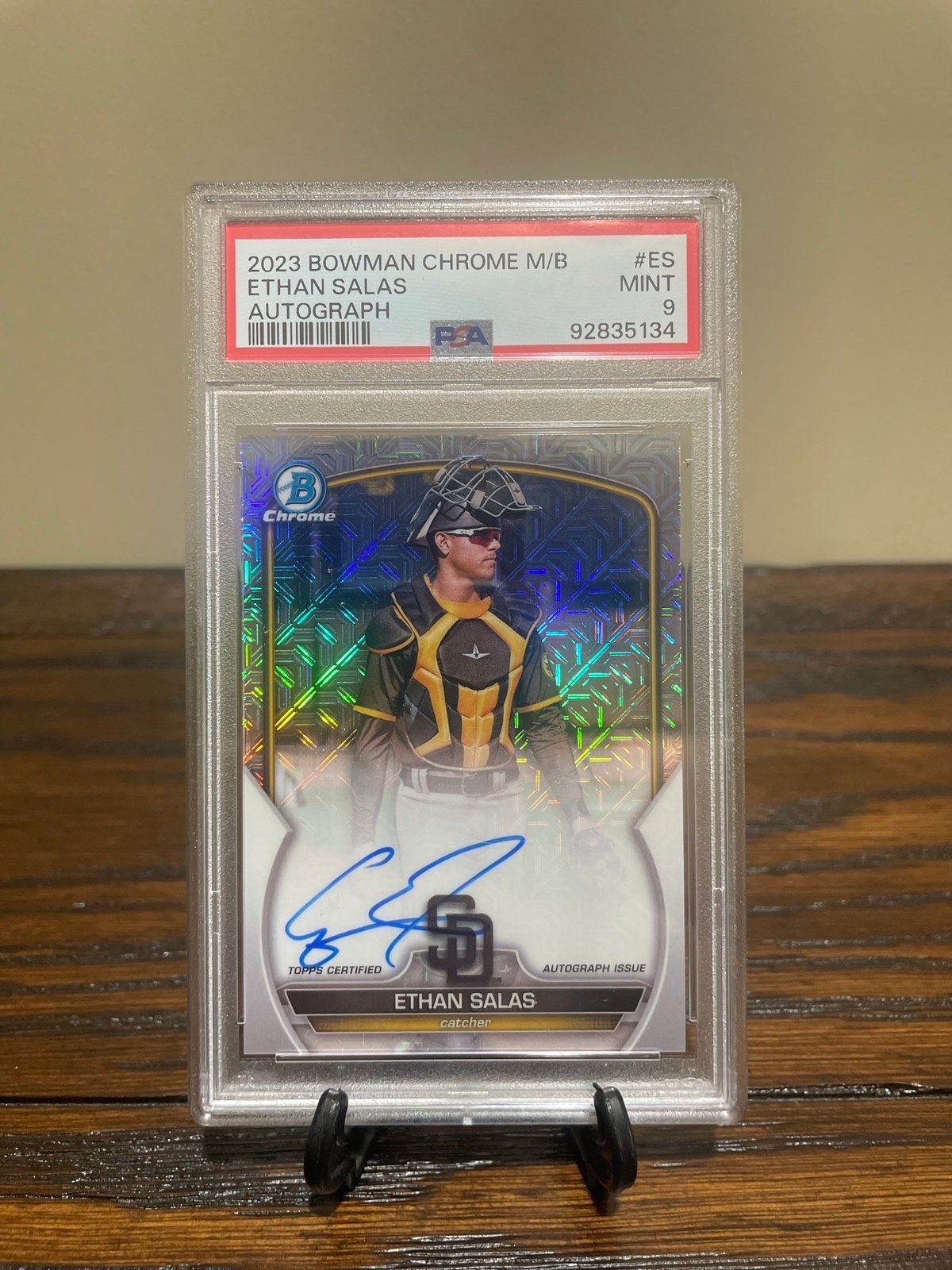 Ethan Salas San Diego Padres 2023 Bowman Chrome Mojo Refractor Autograph PSA 9