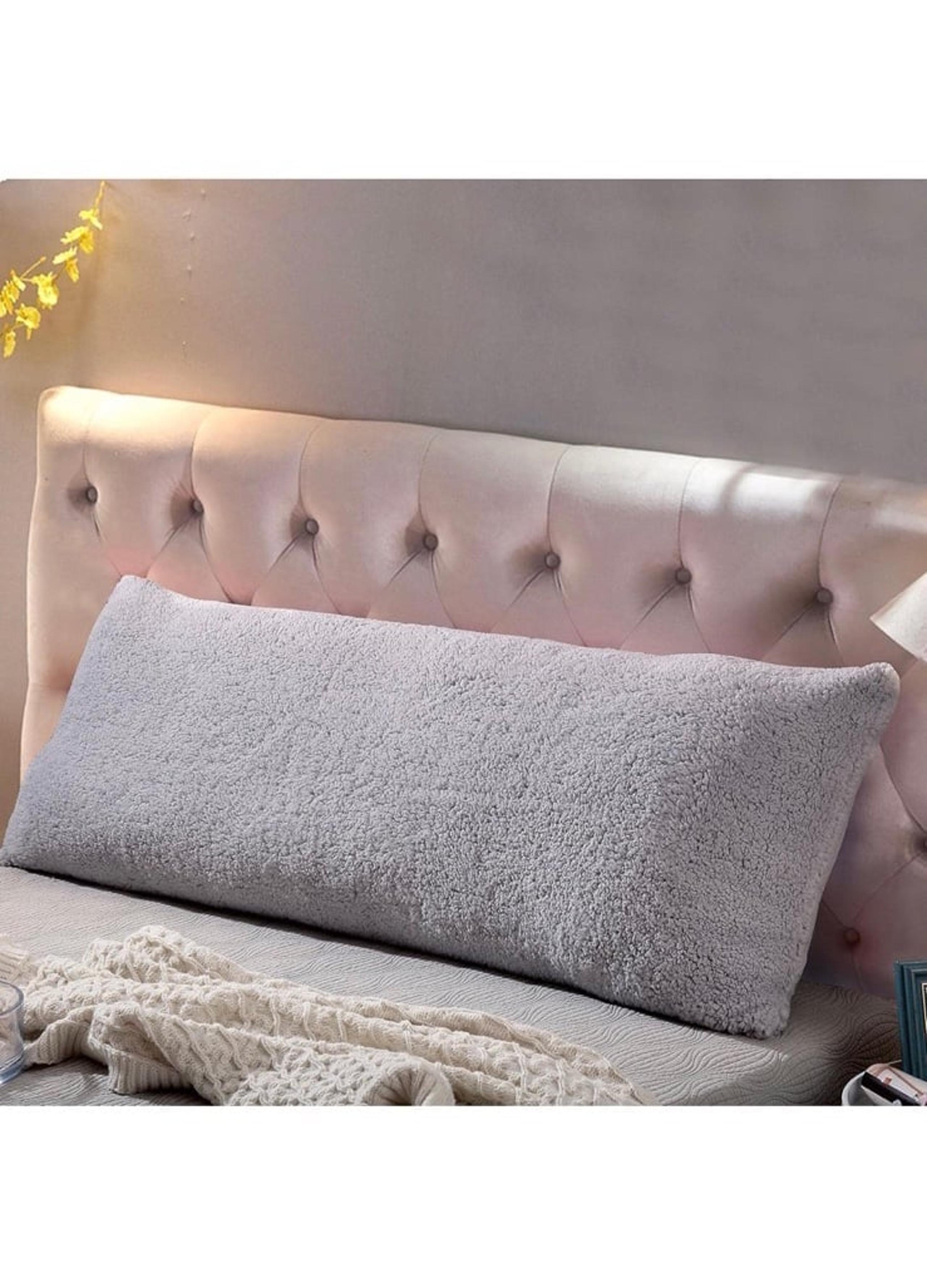 Ultra Soft Sherpa Body Pillow Cover- Silver Grey